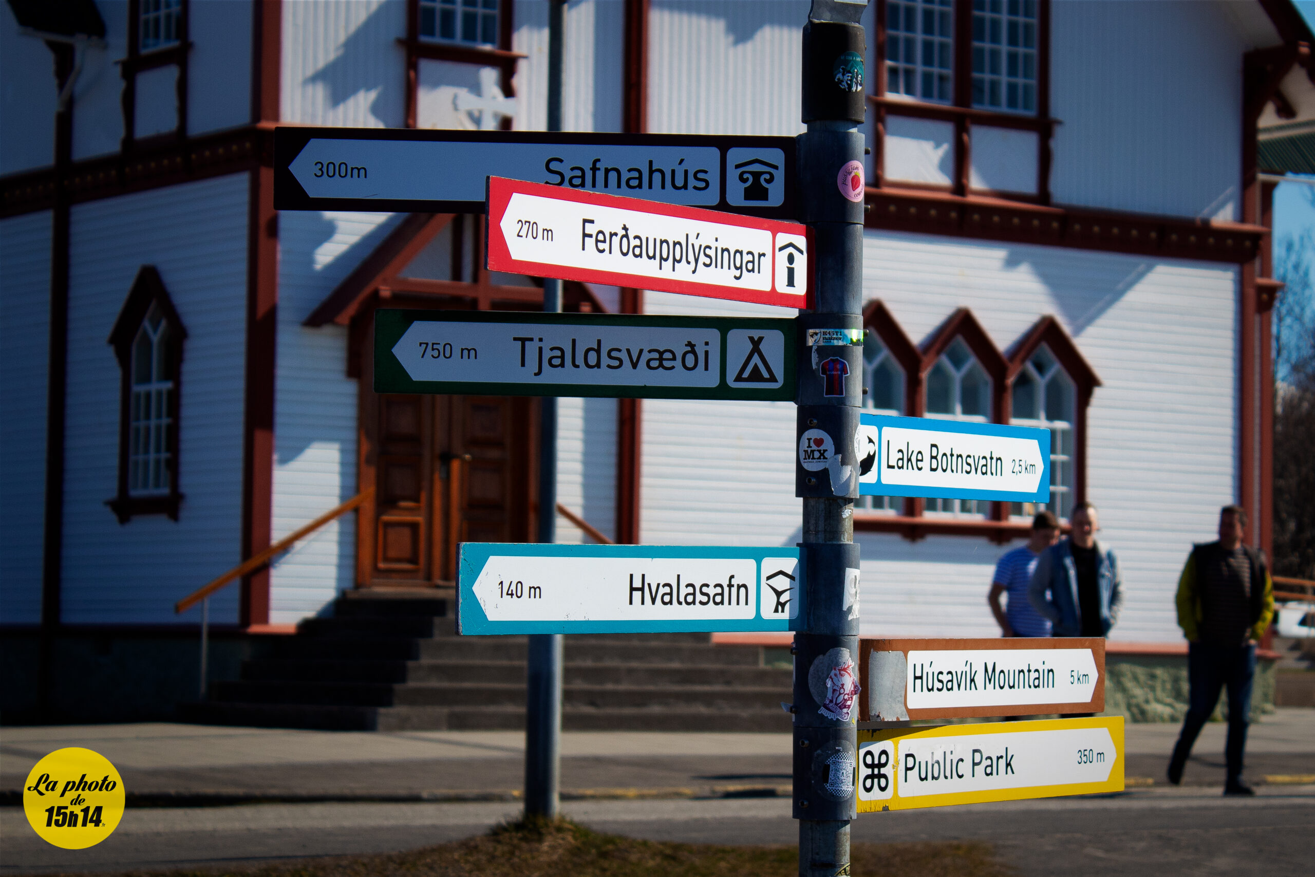 Panneau indicateur à Húsavík, Islande